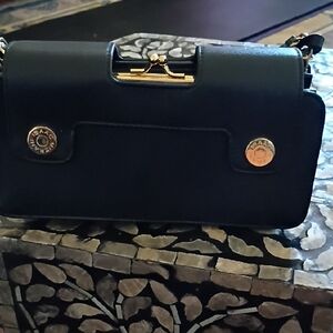 Issac Mizrahi For Target Black Faux Leather Grained Shoulder Bag